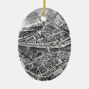 Ornamento De Cerâmica Mapa da Vintage da Suiça de Zurique (1850)