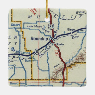 Ornamento De Cerâmica Mapa da Vintage de Roundup Montana