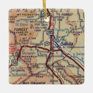 Ornamento De Cerâmica Mapa da Vintage de Salida CO