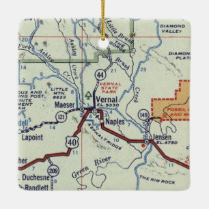 Ornamento De Cerâmica Mapa da Vintage do Utah Vernal