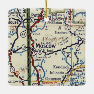Ornamento De Cerâmica Mapa da Vintage em Moscou