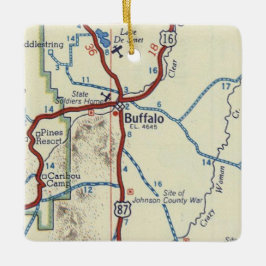 Ornamento De Cerâmica Mapa da Vintagem de Buffalo WY