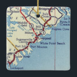 Ornamento De Cerâmica Mapa da Vintagem do Liverpool NS<br><div class="desc">Enfeites de natal Liverpool Nova Scotia feito com mapa de safra de 1955.</div>