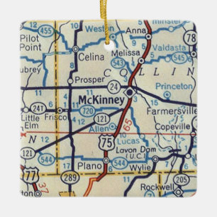Ornamento De Cerâmica Mapa da Vintagem do McKinney TX