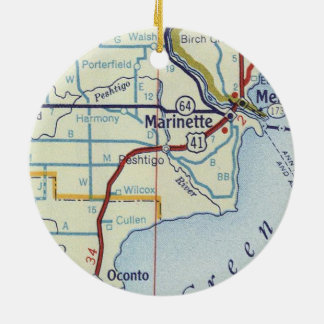 Ornamento De Cerâmica Mapa da WI Marinette