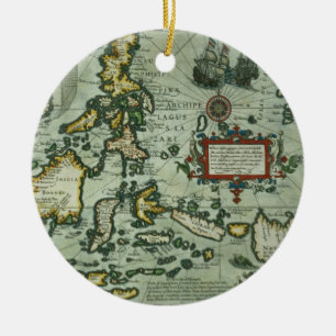 Ornamento De Cerâmica Mapa das Índias do leste, bar. 1635 em Amsterdão