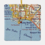 Ornamento De Cerâmica Mapa de 50 da AC de Long Beach<br><div class="desc">Enfeites de natal Long Beach California feito com mapa vintage de 1955.</div>