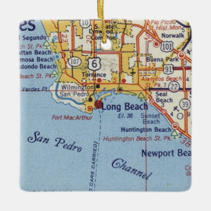 Ornamento De Cerâmica Mapa de 50 da CA de Long Beach