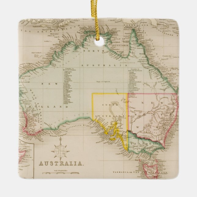 Ornamento De Cerâmica Mapa de Austrália & de Nova Zelândia (Frente)