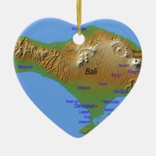 Ornamento De Cerâmica Mapa de Bali Holliday
