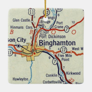 Ornamento De Cerâmica Mapa de Binghamton NY 50