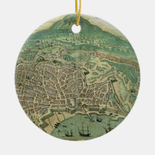 Ornamento De Cerâmica Mapa de Catania, de "Civitates Orbis Terrarum"
