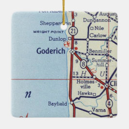 Ornamento De Cerâmica Mapa de Goderich ON Vintage
