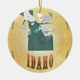 Ornamento De Cerâmica Mapa de Idaho com pássaros bonitos