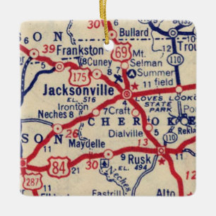 Ornamento De Cerâmica Mapa de Jacksonville TX 1941