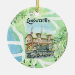 Ornamento De Cerâmica Mapa de Lambertville Nova Jersey