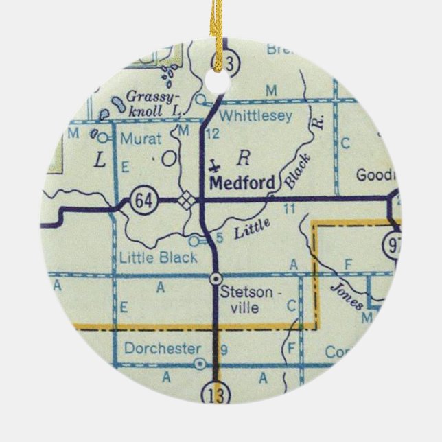 Ornamento De Cerâmica Mapa de Medford WI (Traseira)