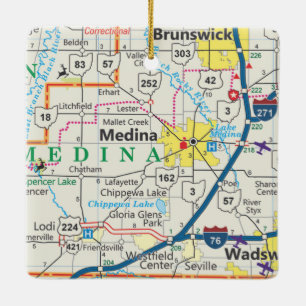 Ornamento De Cerâmica Mapa de Medina Ohio