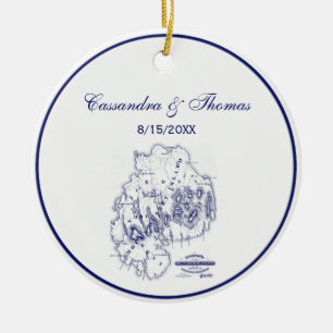 Ornamento De Cerâmica Mapa de MN da Ilha do Deserto do Monte Estilizado