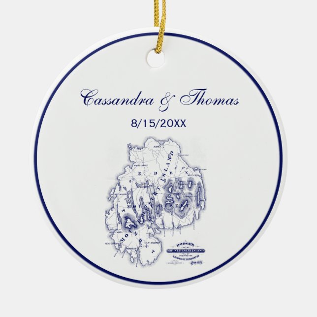 Ornamento De Cerâmica Mapa de MN da Ilha do Deserto do Monte Estilizado  (Frente)