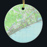Ornamento De Cerâmica Mapa de Myrtle Beach norte South Carolina (1990)<br><div class="desc">Este é um mapa de Myrtle Beach norte South Carolina produzido original em 1990.</div>