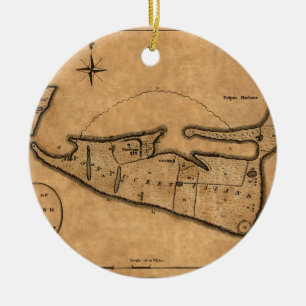 Ornamento De Cerâmica Mapa de Nantucket 1782