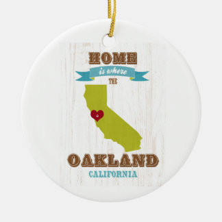 Ornamento De Cerâmica Mapa de Oakland, Califórnia - Home é onde o
