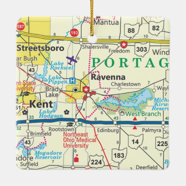 Ornamento De Cerâmica Mapa de Ohio de Ravenna (Verso)