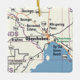 Ornamento De Cerâmica Mapa de Okeechobee na Flórida