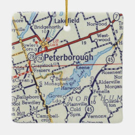 Ornamento De Cerâmica Mapa de Peterborough on Vintage