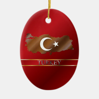 Ornamento De Cerâmica Mapa de pixel de Turquia e bandeira turca