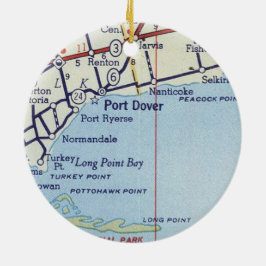 Ornamento De Cerâmica Mapa de Porta Dover ON Vintage