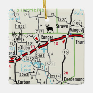 Ornamento De Cerâmica Mapa de Ranger TX Road