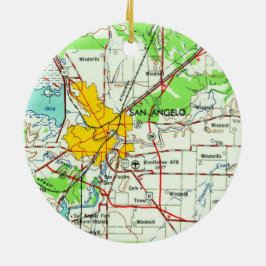 Ornamento De Cerâmica Mapa de San Angelo Vintage