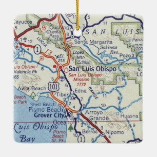 Ornamento De Cerâmica Mapa de San Luis Obispo