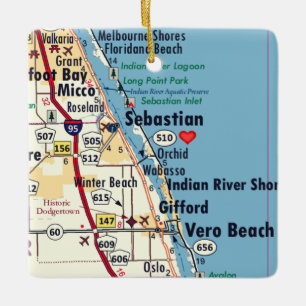 Ornamento De Cerâmica Mapa de Sebastian Florida