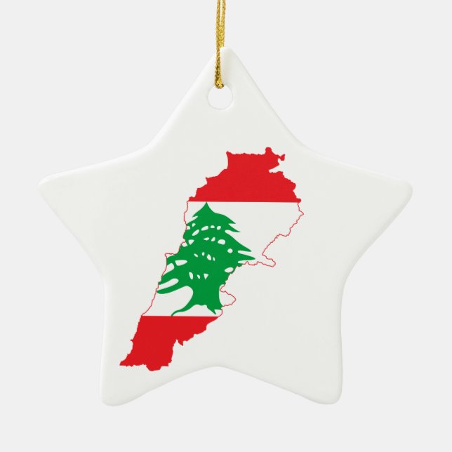 Ornamento De Cerâmica Mapa de Sinalizador do Líbano (Frente)