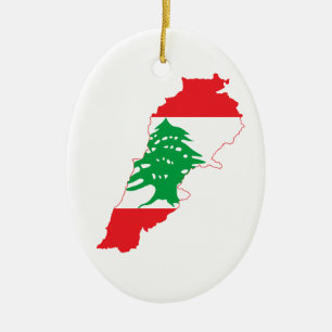 Ornamento De Cerâmica Mapa de Sinalizador do Líbano
