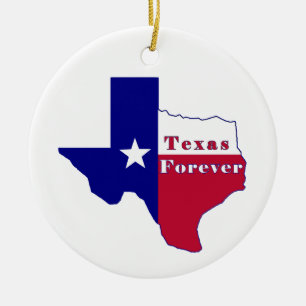 Ornamento De Cerâmica Mapa de Sinalizador do Texas Forever