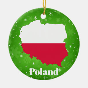 Ornamento De Cerâmica Mapa de Sinalizador Polonês Polônia