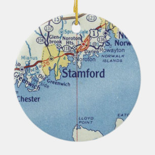 Ornamento De Cerâmica Mapa de Vintage de Stamford CT