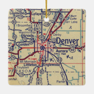 Ornamento De Cerâmica Mapa de Vintage do Denver 1948