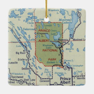 Ornamento De Cerâmica Mapa de Vintage do Parque Nacional do Príncipe Al