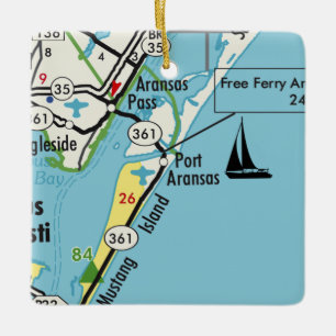 Ornamento De Cerâmica Mapa de Vintage do Port ArKansas