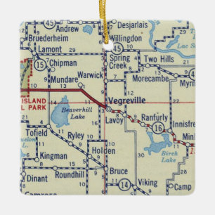 Ornamento De Cerâmica Mapa de Vintage do Vegreville AB