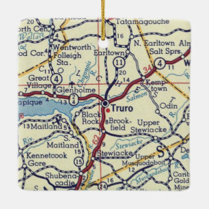 Ornamento De Cerâmica Mapa de Vintagem da Truro Nova Escócia