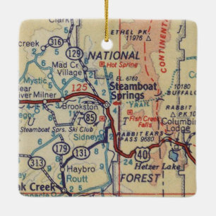 Ornamento De Cerâmica Mapa de Vintagem de Primaveras Steamboat