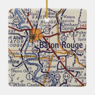 Ornamento De Cerâmica Mapa de Vintagem de Rota de Baton