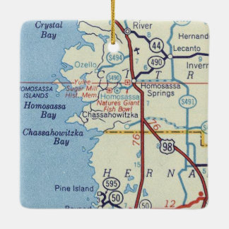 Ornamento De Cerâmica Mapa de Vintagem do Homosassa Primaveras FL