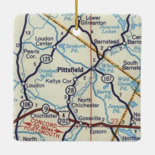 Ornamento De Cerâmica Mapa de Vintagem do NH Pittsfield